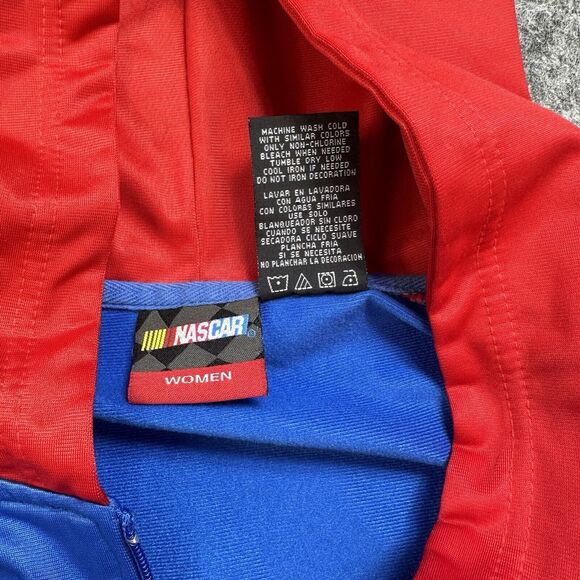 Nascar Women's Track Jacket 24 26 Blue Red Embroidered Drawstring Racing Stripe - Picture 4 of 15
